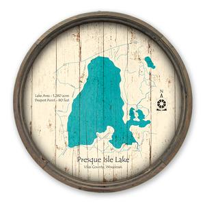 Presque Isle Lake WI Map on a Barrel End by Lake Art (© Lake Art LLC) Product Thumbnail