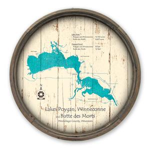 Poygan Winneconne and Butte De Morts WI Map on a Barrel End by Lake Art (© Lake Art LLC) Product Thumbnail