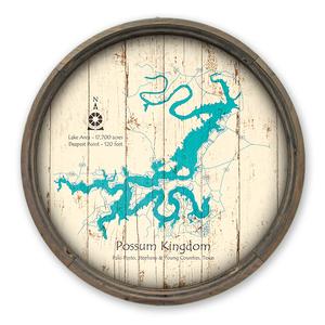 Possum Kingdom Lake TX Map on a Barrel End by Lake Art (© Lake Art LLC) Product Thumbnail
