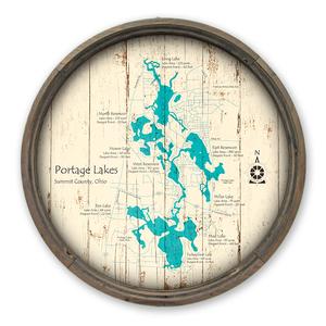 Portage Lakes Ohio Map on a Barrel End by Lake Art (© Lake Art LLC) Product Thumbnail