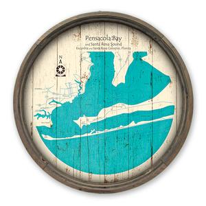Pensacola Bay FL Map on A Barrel End by Lake Art (© Lake Art LLC) Product Thumbnail