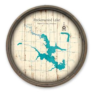 Peckerwood Lake AR Map on A Barrel End by Lake Art (© Lake Art LLC) Product Thumbnail