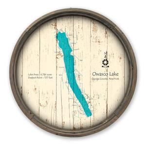 Owasco Lake NY Map on A Barrel End by Lake Art (© Lake Art LLC) Product Thumbnail