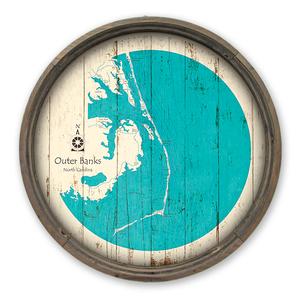 Outer Banks NC Map on A Barrel End by Lake Art (© Lake Art LLC) Product Thumbnail