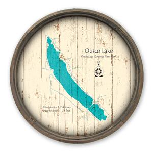 Otisco Lake NY Map on A Barrel End by Lake Art (© Lake Art LLC) Product Thumbnail