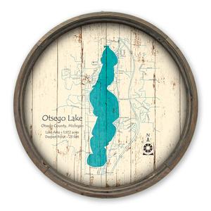 Otsego Lake MI Map on A Barrel End by Lake Art (© Lake Art LLC) Product Thumbnail