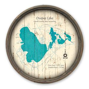 Ossipee Lake NH Map on A Barrel End by Lake Art (© Lake Art LLC) Product Thumbnail