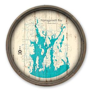 Narragansett Bay RI Map on a Barrel End by Lake Art (© Lake Art LLC) Product Thumbnail