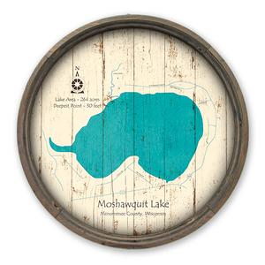 Moshawquit Lake WI Map on a Barrel End by Lake Art (© Lake Art LLC) Product Thumbnail