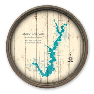 Morse Reservoir IN Map on a Barrel End by Lake Art (© Lake Art LLC) Product Thumbnail