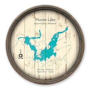 Moose Lake Sawyer Co WI Map on a Barrel End by Lake Art (© Lake Art LLC) Product Thumbnail