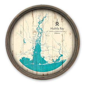 Mobile Bay AL Map on a Barrel End by Lake Art (© Lake Art LLC) Product Thumbnail