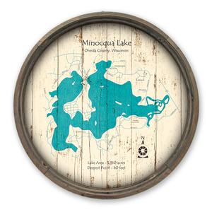 Minocqua Lake WI Map on a Barrel End by Lake Art (© Lake Art LLC) Product Thumbnail