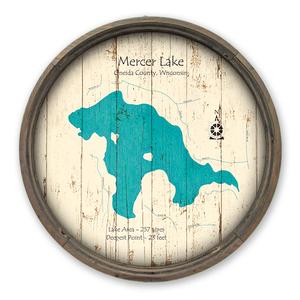 Mercer Lake WI Map on a Barrel End by Lake Art (© Lake Art LLC) Product Thumbnail