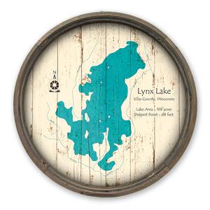 Lynx Lake WI Map on a Barrel End by Lake Art (© Lake Art LLC) Product Thumbnail