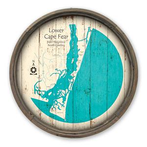 Lower Cape Fear Bald Head Island NC Map on a Barrel End by Lake Art (© Lake Art LLC) Product Thumbnail