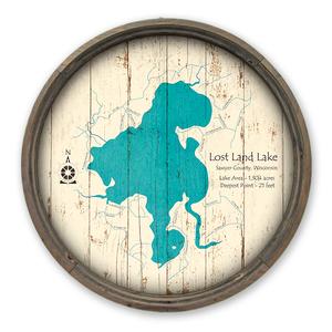 Lost Land Lake WI Map on a Barrel End by Lake Art (© Lake Art LLC) Product Thumbnail