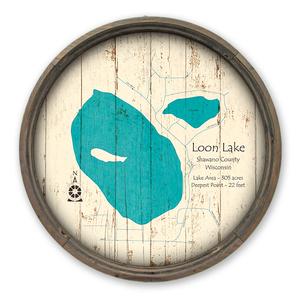 Loon Lake WI Map on a Barrel End by Lake Art (© Lake Art LLC) Product Thumbnail