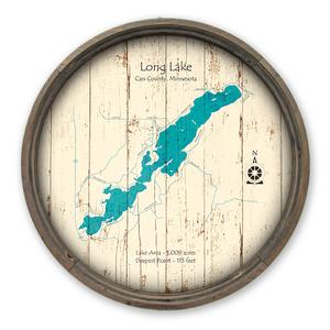 Long Lake MN Map on a Barrel End by Lake Art (© Lake Art Product Thumbnail