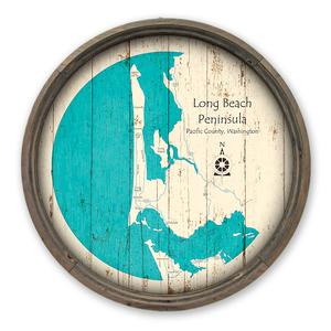 Long Beach Peninsula WA Map on a Barrel End by Lake Art (© Lake Art LLC) Product Thumbnail