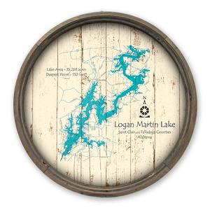 Logan Martin Lake AL Map on a Barrel End by Lake Art (© Lake Art LLC) Product Thumbnail