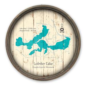Lobster Lake MN Map on a Barrel End by Lake Art (© Lake Art LLC) Product Thumbnail