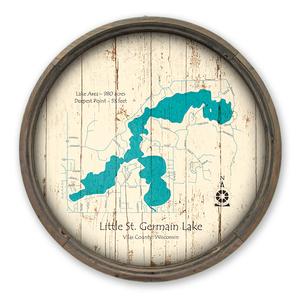 Little St Germain Lake WI Map on a Barrel End by Lake Art (© Lake Art LLC) Product Thumbnail