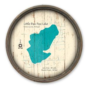 Little Paw Paw Lake MI Map on a Barrel End by Lake Art (© Lake Art LLC) Product Thumbnail