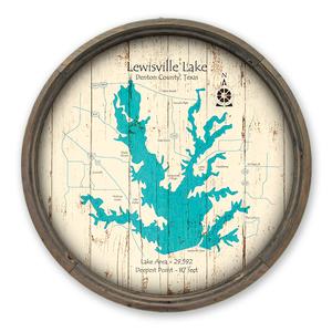 Lewisville Lake TX Map on a Barrel End by Lake Art (© Lake Art LLC) Product Thumbnail