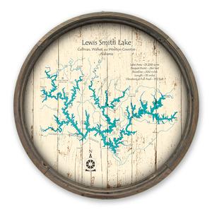 Lewis Smith Lake AL Map on a Barrel End by Lake Art (© Lake Art LLC) Product Thumbnail
