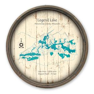 Legend Lake WI Map on a Barrel End by Lake Art (© Lake Art LLC) Product Thumbnail