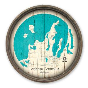 Leelanau Peninsula MI Map on a Barrel End by Lake Art (© Lake Art LLC) Product Thumbnail