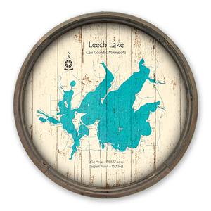 Leech Lake MN Map on a Barrel End by Lake Art (© Lake Art LLC) Product Thumbnail
