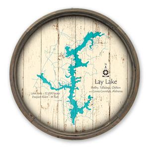 Lay Lake AL Map on a Barrel End by Lake Art (© Lake Art LLC) Product Thumbnail
