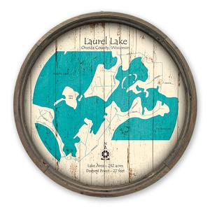 Laurel Lake Group WI Map on a Barrel End by Lake Art (© Lake Art LLC) Product Thumbnail