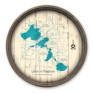 Lakes of Madison WI Map on a Barrel End by Lake Art (© Lake Art LLC) Product Thumbnail