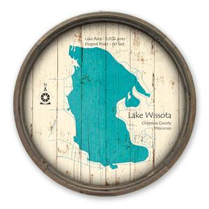 Lake Wissota WI Map on a Barrel End by Lake Art (© Lake Art LLC) Product Thumbnail