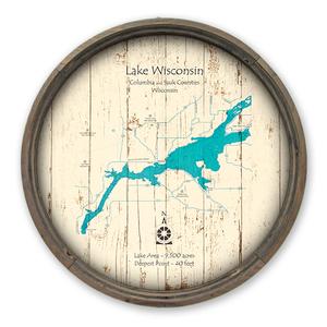 Lake Wisconsin WI Map on a Barrel End by Lake Art (© Lake Art LLC) Product Thumbnail
