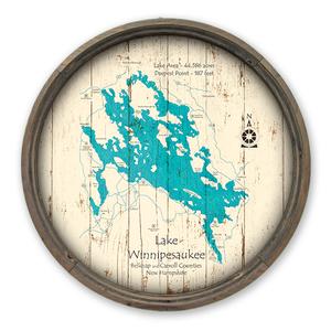 Lake Winnipesaukee NH Map on a Barrel End by Lake Art (© Lake Art LLC) Product Thumbnail