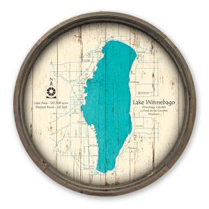 Lake Winnebago WI Map on a Barrel End by Lake Art (© Lake Art LLC) Product Thumbnail