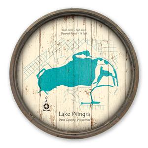 Lake Wingra WI Map on a Barrel End by Lake Art (© Lake Art LLC) Product Thumbnail