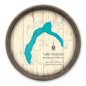 Lake Victoria MN Map on a Barrel End by Lake Art (© Lake Art LLC) Product Thumbnail