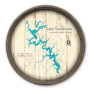 Lake Tuscaloosa AL Map on a Barrel End by Lake Art (© Lake Art LLC) Product Thumbnail