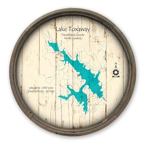 Lake Toxaway NC Map on a Barrel End by Lake Art (© Lake Art LLC) Product Thumbnail