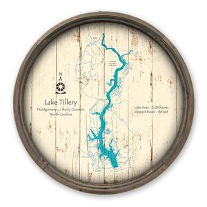 Lake Tillery NC Map on a Barrel End by Lake Art (© Lake Art LLC) Product Thumbnail