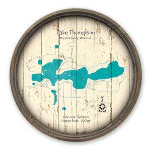 Lake Thompson WI Map on a Barrel End by Lake Art (© Lake Art LLC) Product Thumbnail