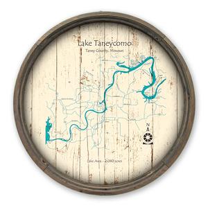 Lake Taneycomo MO Map on a Barrel End by Lake Art (© Lake Art LLC) Product Thumbnail