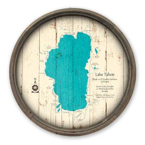 Lake Tahoe CA NV Map on a Barrel End by Lake Art (© Lake Art LLC) Product Thumbnail