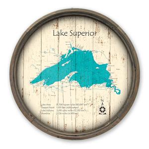 Lake Superior MI CAN Map on a Barrel End by Lake Art (© Lake Art LLC) Product Thumbnail