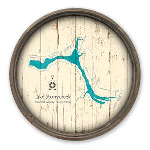 Lake Stonycreek PA Map on a Barrel End by Lake Art (© Lake Art LLC) Product Thumbnail